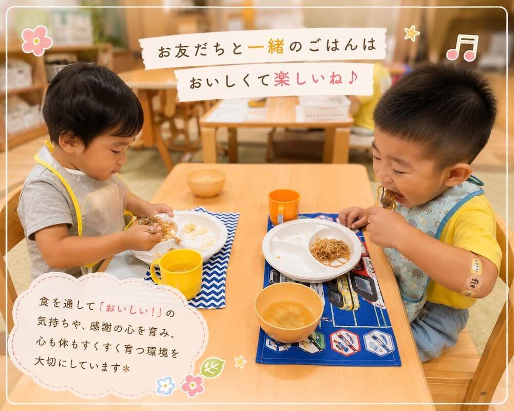 お友だちと一緒のごはんはおいしくて楽しいね！